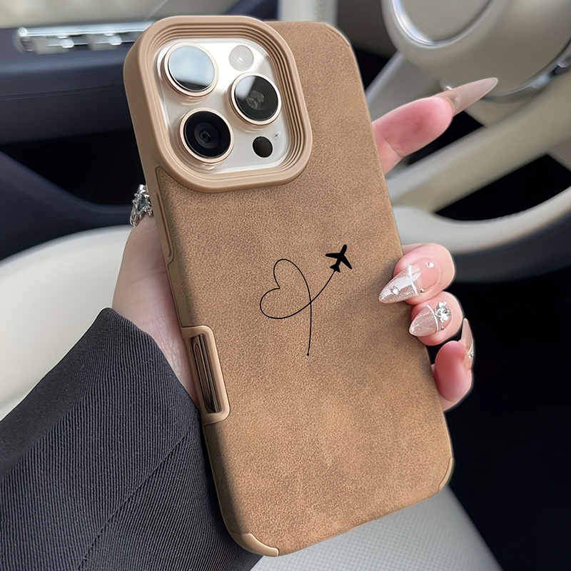 Phone Cases Girly - Airplane Route Love Heart Design Faux