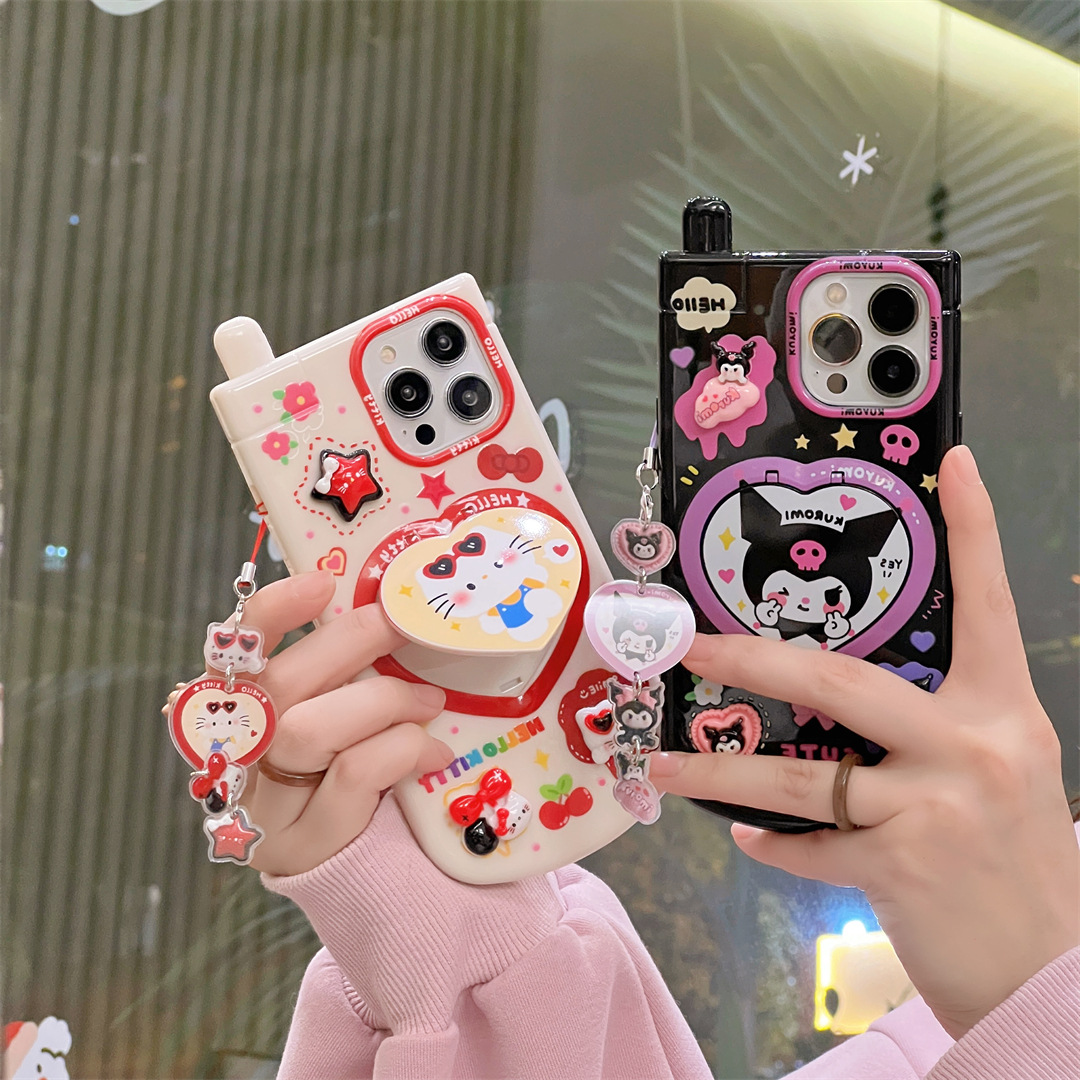 Phone Cases Girly - 3D Cartoon Kuromi Cute Pink Hello