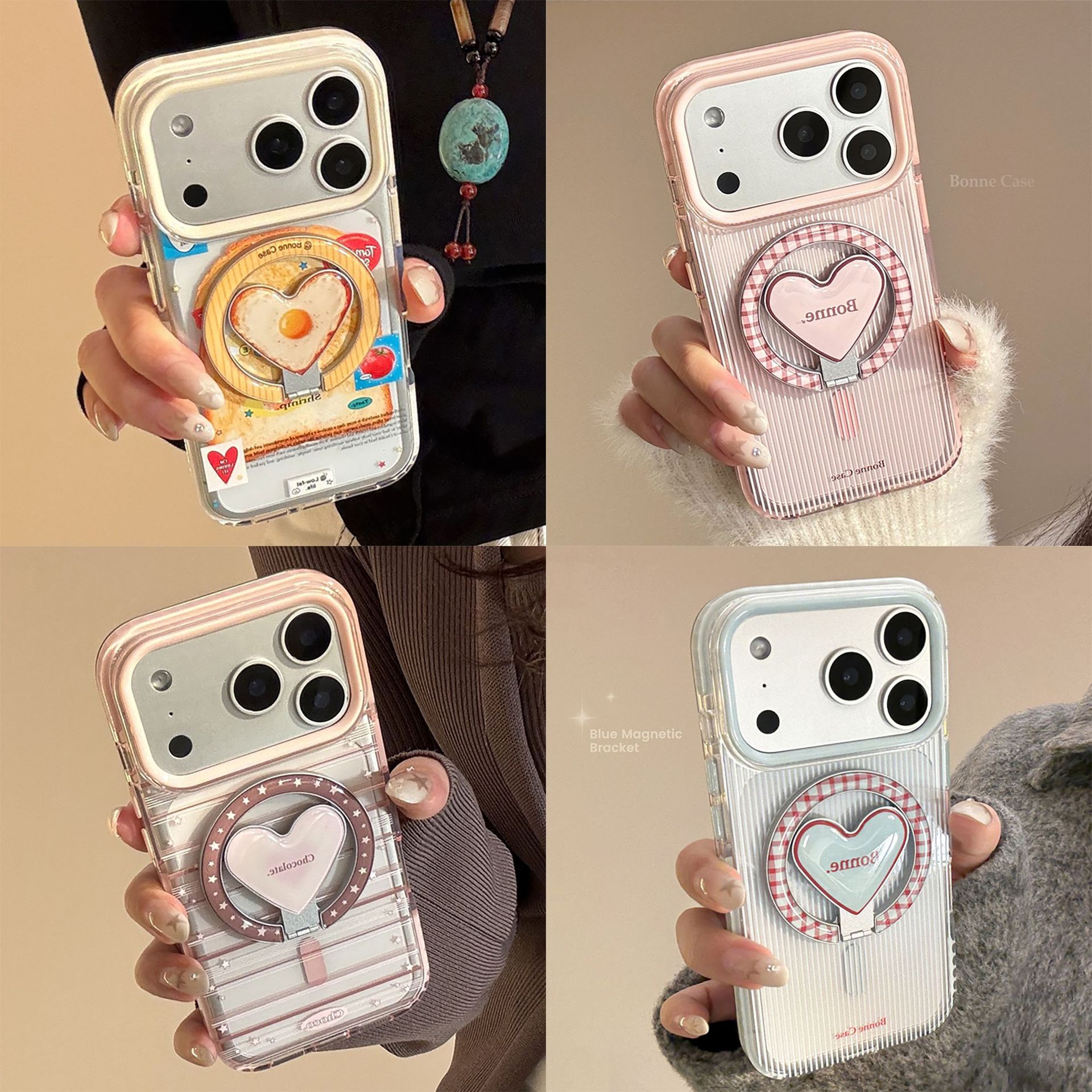 Korean Magnetic Fold Love Hear - Phone Cases Girly avis et prix