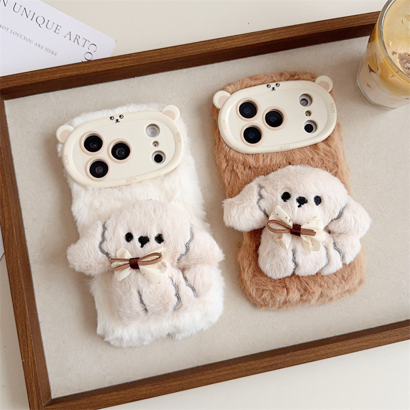 3D Cartoon Bowknot Puppy Warm  - Phone Cases For Iphone 15 avis et prix