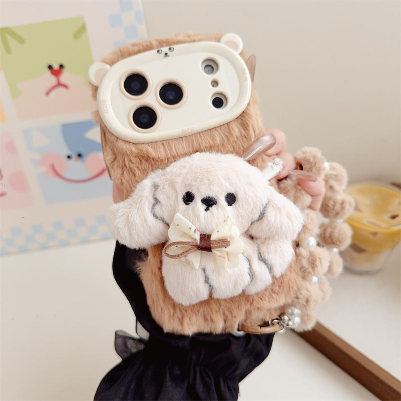 3D Cartoon Bowknot Puppy Warm  - Phone Cases For Iphone 15 avis et prix