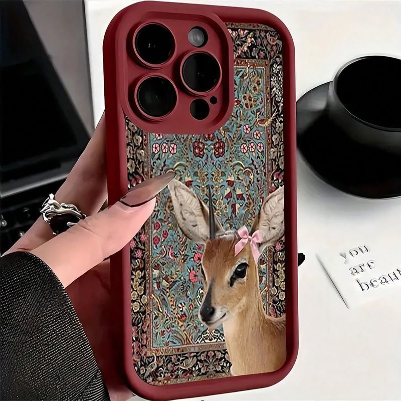 Wine Red Tapestry Deer Print C - Phone Cases Red Deer avis et prix