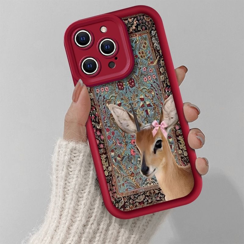 Wine Red Tapestry Deer Print C - Phone Cases Red Deer avis et prix