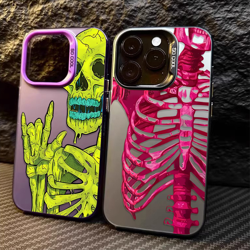 Luxury Pink Green Skull Phone  - Phone Cases Pink avis et prix
