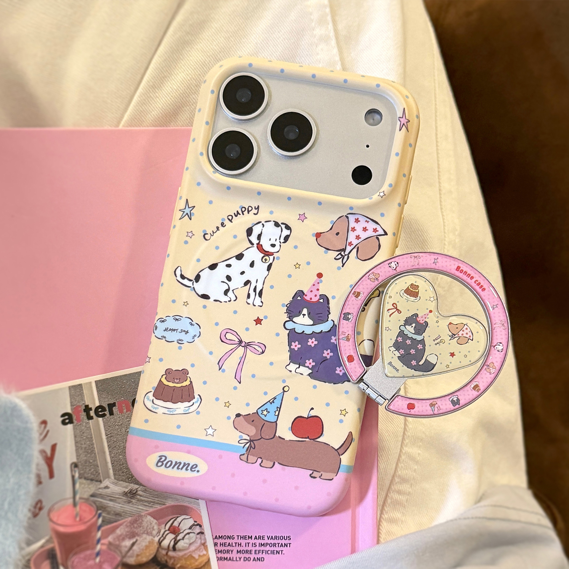 Korean Cartoon Puppy Cat Party - Phone Cases Girly avis et prix