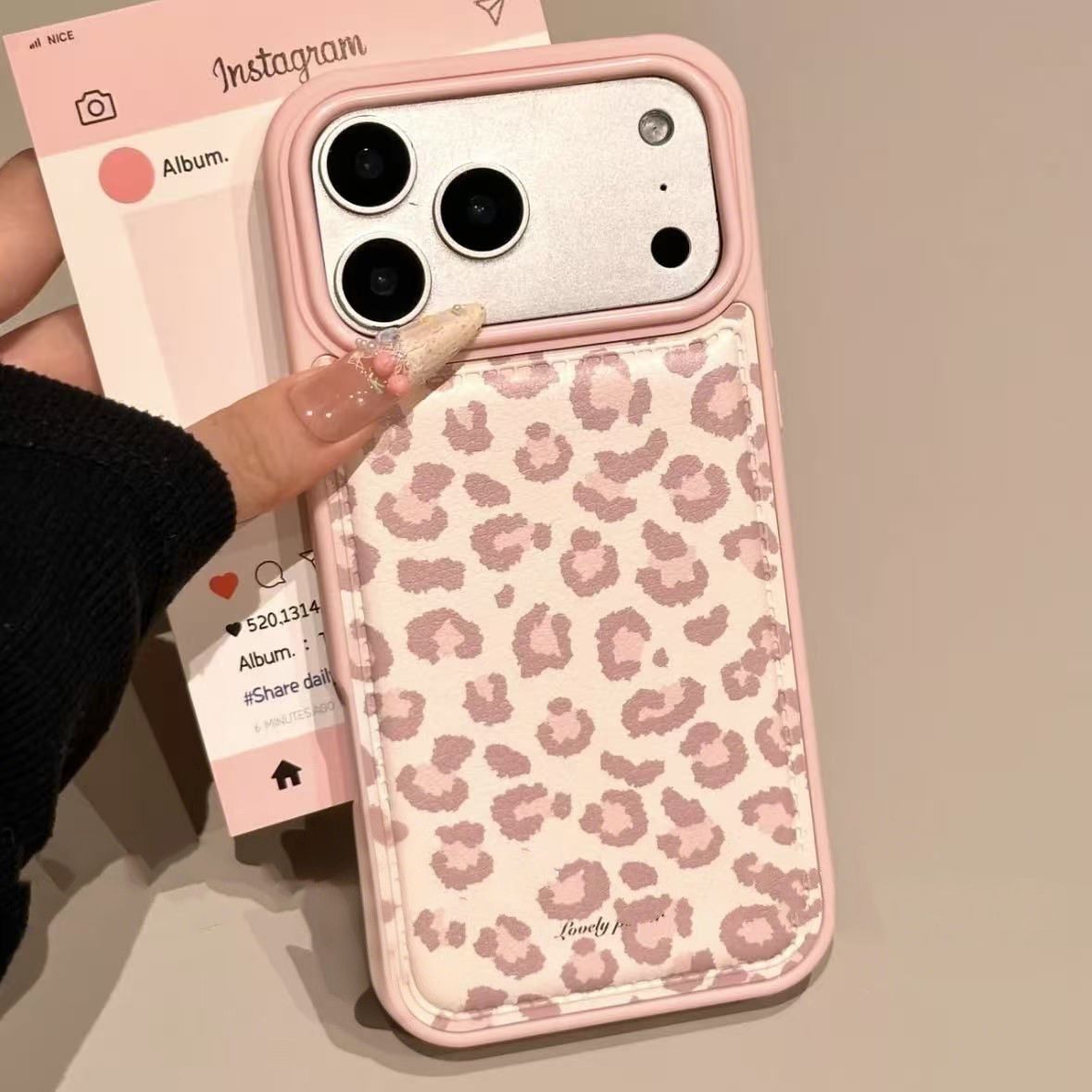 Simple Korean Pink Retro Leopa - Phone Cases Pink avis et prix