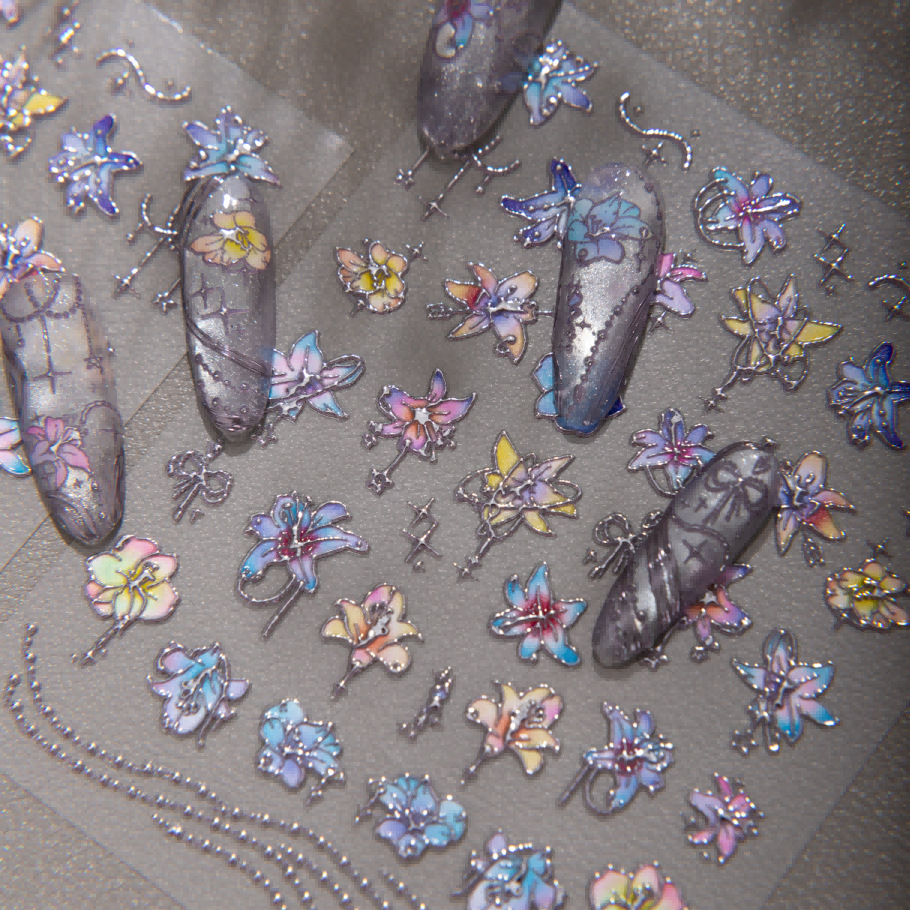 Iridescent Floral Nail Sticker - Phone Cases Viral avis et prix