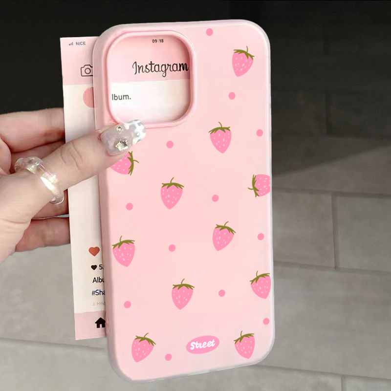 Sweet Pink Strawberry Pattern  - Phone Cases Pink avis et prix