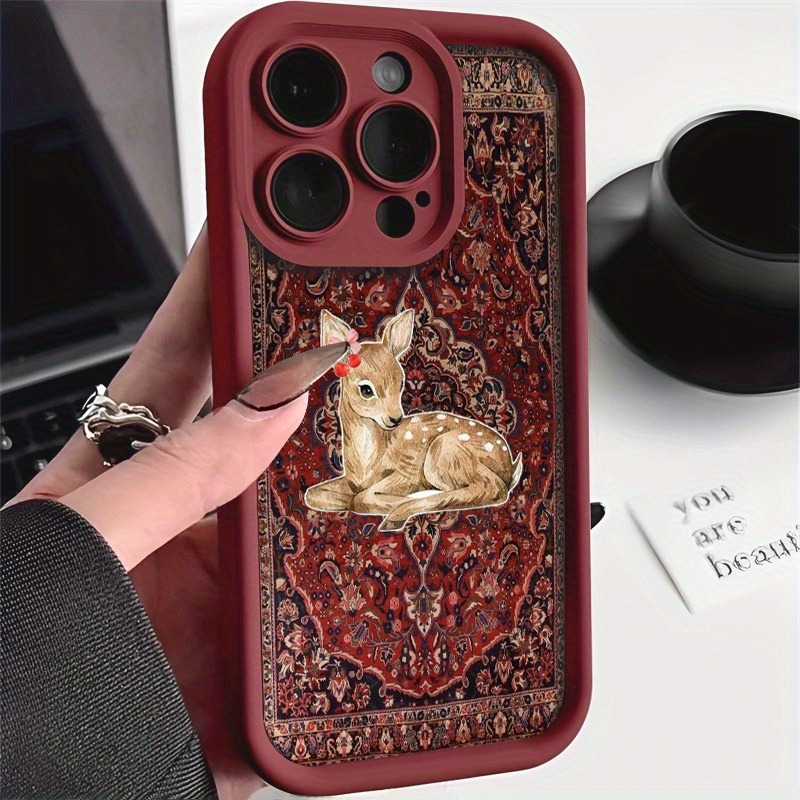 Vintage Red Floral Deer Patter - Phone Cases Red Deer avis et prix