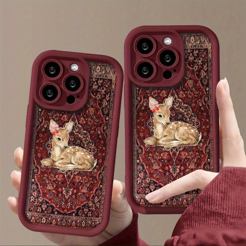 Vintage Red Floral Deer Patter - Phone Cases Red Deer avis et prix