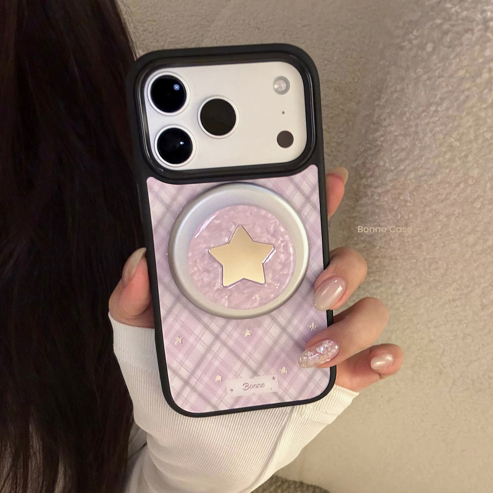 Korean Purple Plaid With Mirro - Phone Cases Girly avis et prix