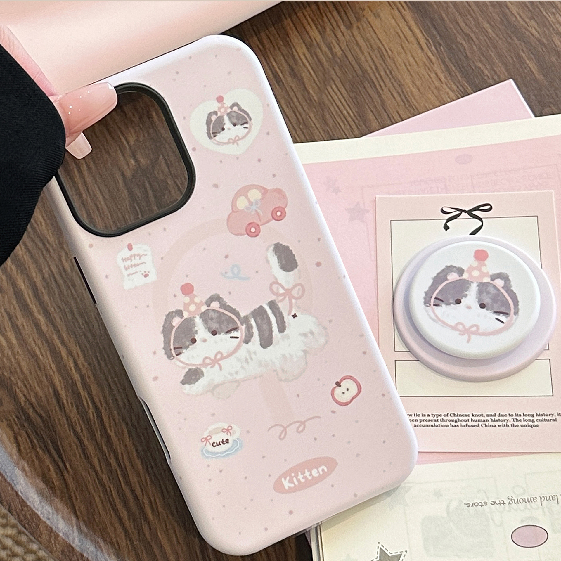Korean Pink Cartoon Cat Magnet - Phone Cases Girly avis et prix