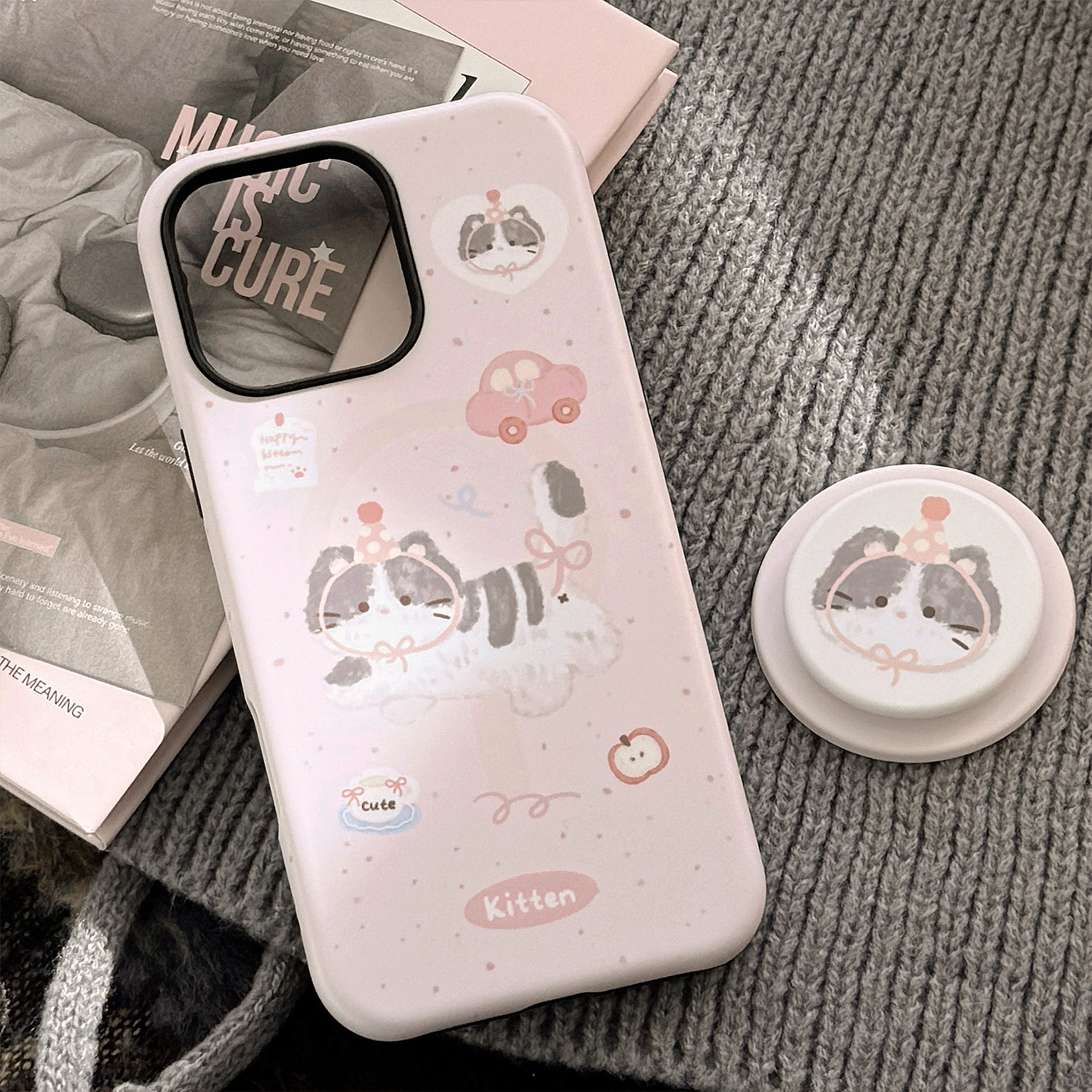 Korean Pink Cartoon Cat Magnet - Phone Cases Girly avis et prix
