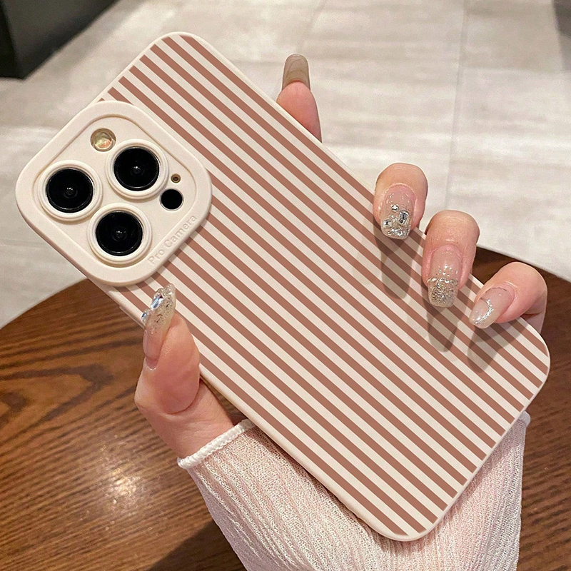 Pink Striped Painted Anti-Drop - Phone Cases For Iphone 15 avis et prix