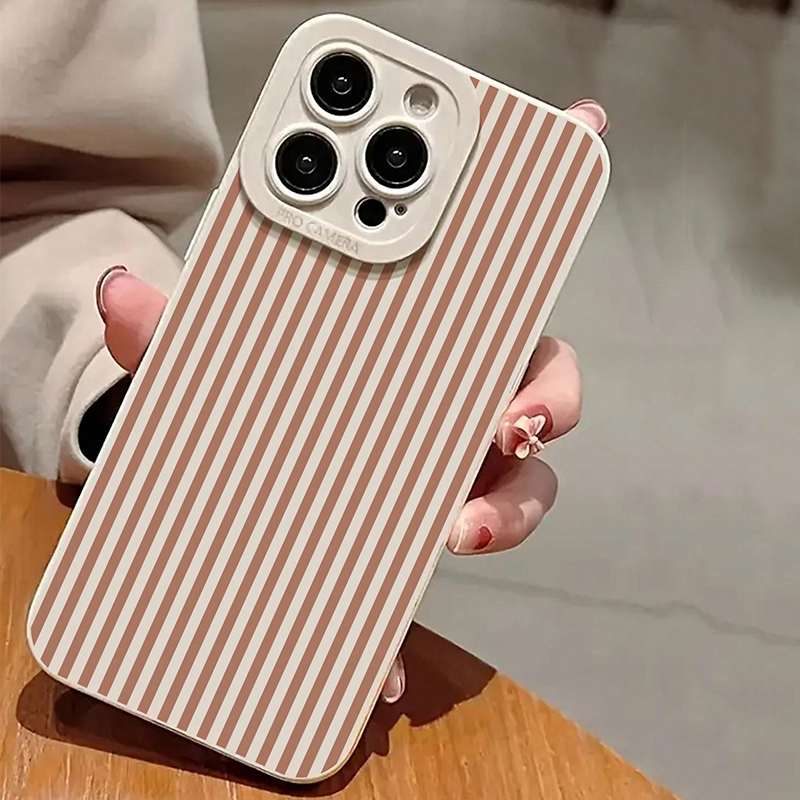 Pink Striped Painted Anti-Drop - Phone Cases For Iphone 15 avis et prix