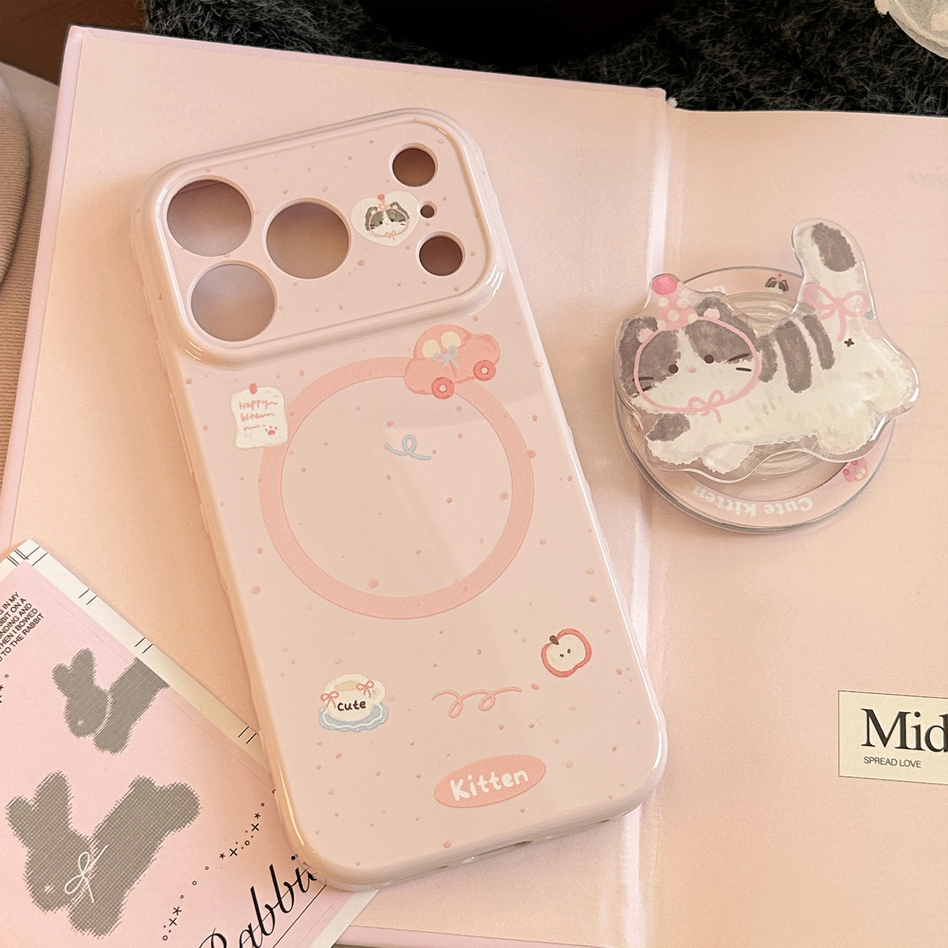 Korean Pink Polka Dot With Car - Phone Cases Girly avis et prix